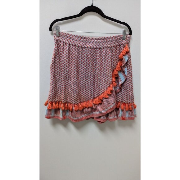 CECILIE copenhagen Light Blue/Orange Faux-Wrap Skirt - Picture 1 of 2